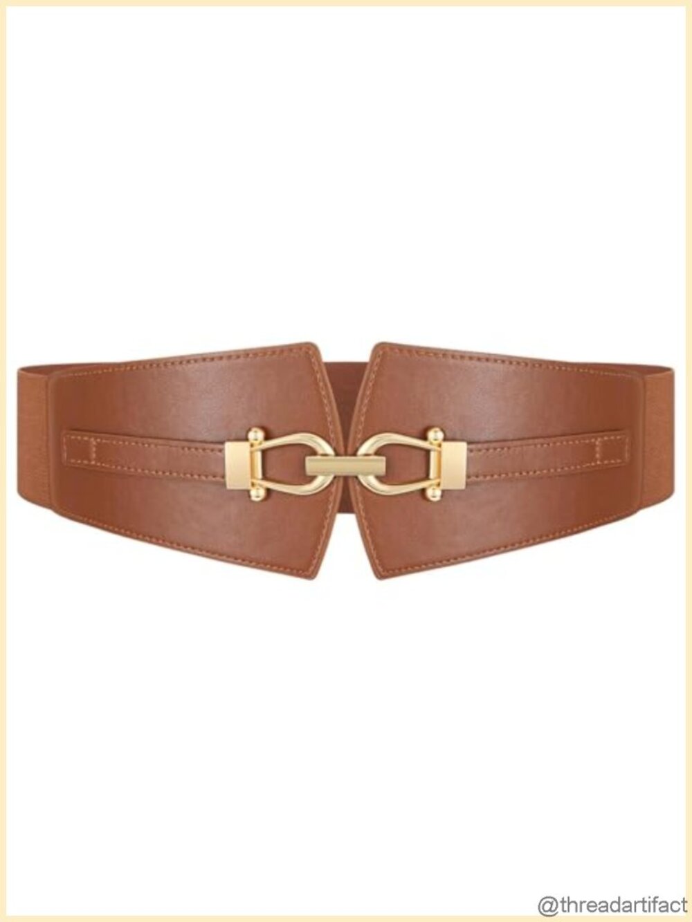 Wide Elastic Corset Belt for Women Gold Buckle Leather Stretch Waist Belt